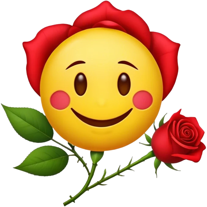 Smile emoji with rose in mouth emoji