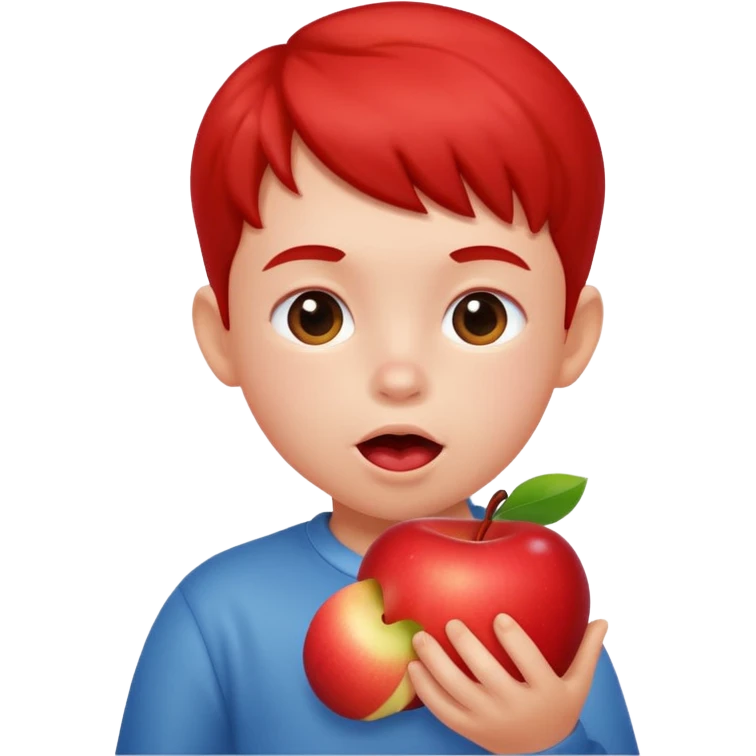 Bambino che mangia la mela emoji