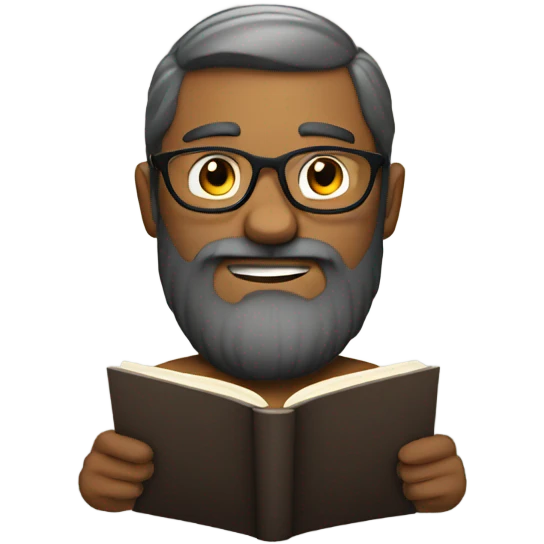 Bearded man reading emoji