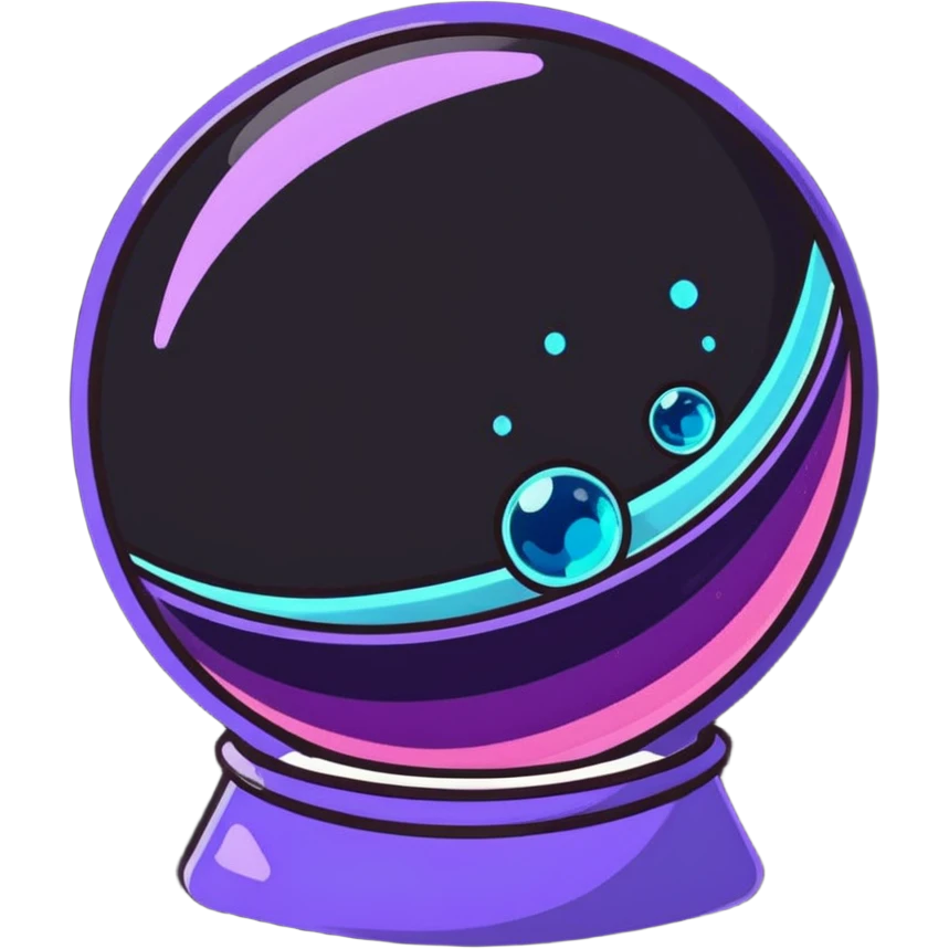 crystal magic ball with potion effect, fortune telling crystal sphere with swirling magical liquid inside, sparkles and mystical glow emoji