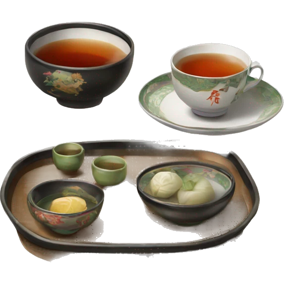 chinese tray with tea emoji