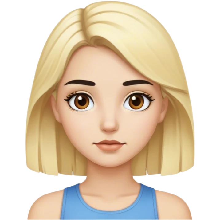 blonde girl under blue sky brown eyes black eyebrows  emoji