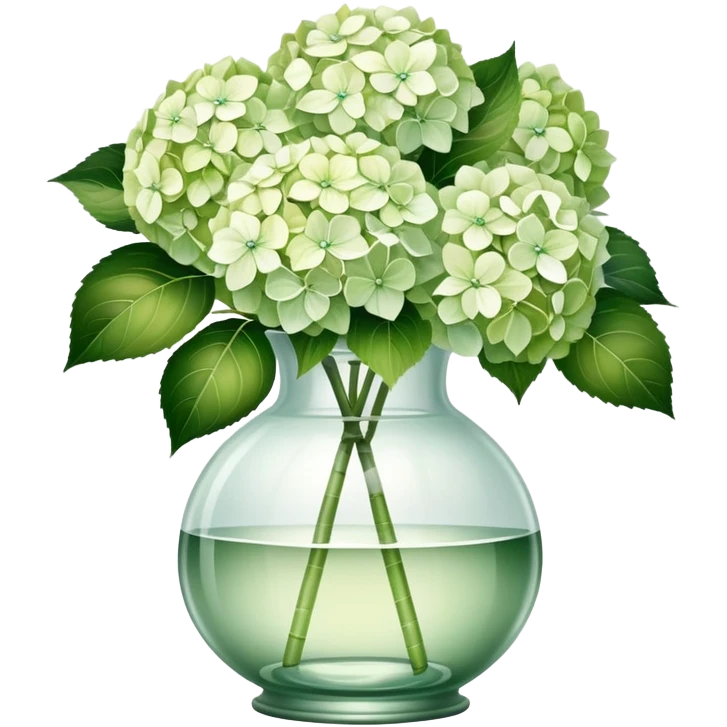White and green Hydrangeas in vintage vase emoji