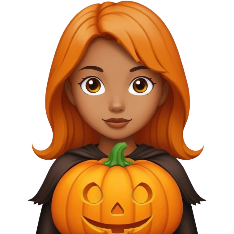 Girl wearing a pumpkin  emoji