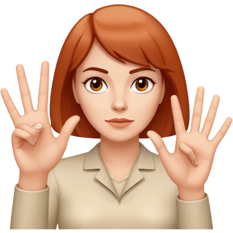 a white woman with a short light brown bob holding her fingers in a vulcan salute. her face is reddish from embarrassment emoji