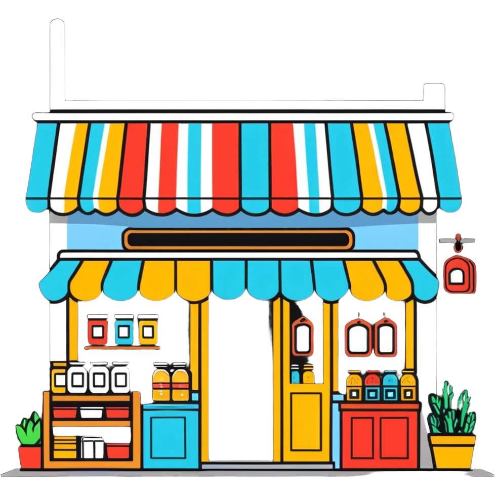 Basic fantasy shop stall, simple design emoji