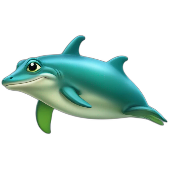Une grenouille  sur un dophin emoji