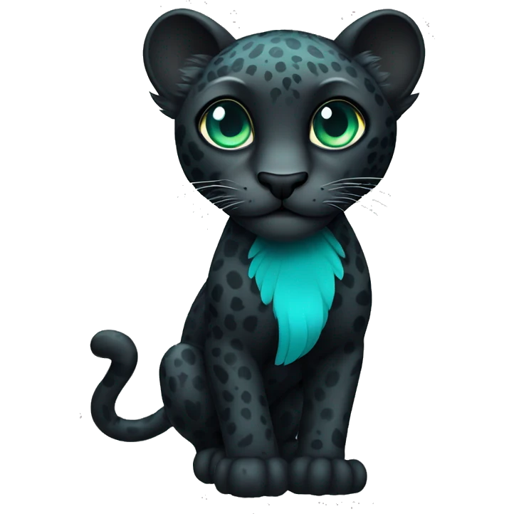 winged black leopard with turquoise eyes flying emoji