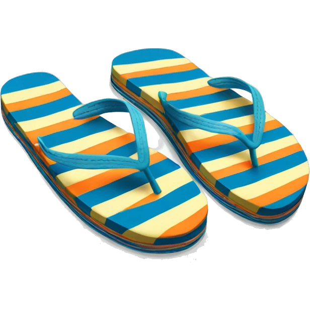 Realistic pair of striped summer flip flops isolated. emoji