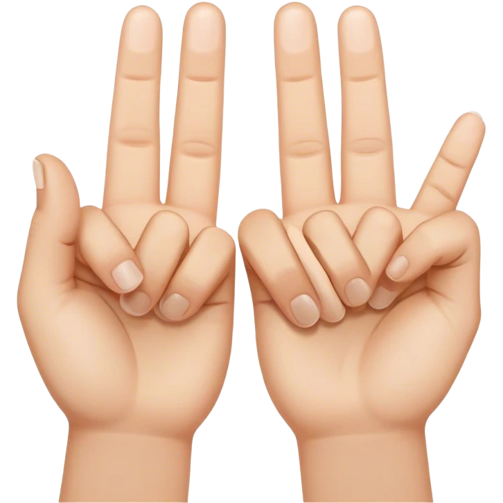 two hands with index fingertips up and thumbs touching to form the letter M upside down, rest of fingers closed emoji