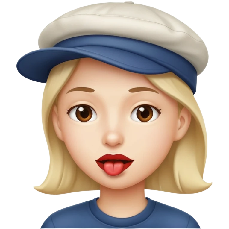 Biting lip with a backwards cap emoji emoji