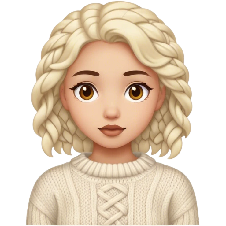 A girl wearing an aran knitted white sweater  emoji