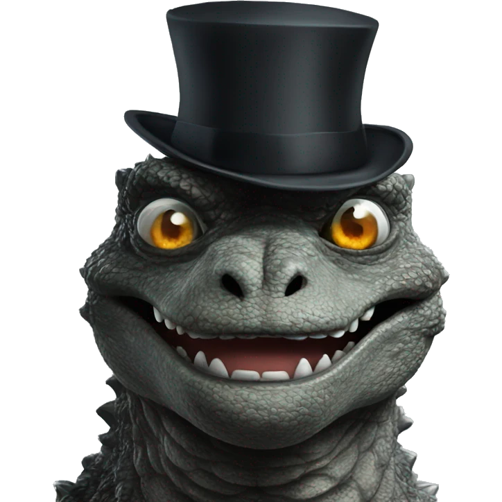 Godzilla with monocle and top hat emoji