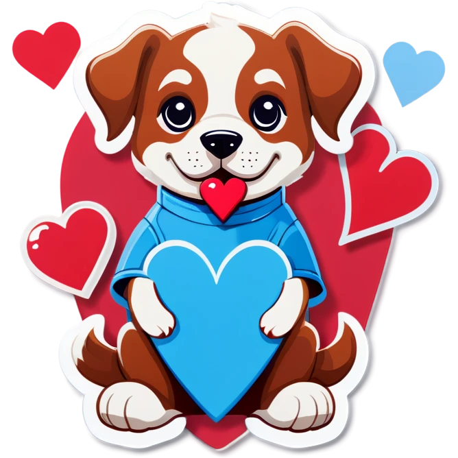 Puppy with heart shirt emoji