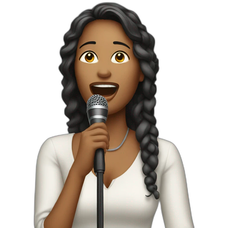 A woman singing with a mic emoji
