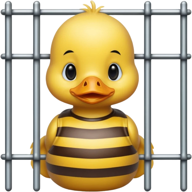 baby duck with striped shirt behind bars emoji