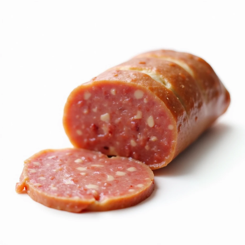 slices of bologna sausage, realistic, isolated, no background emoji