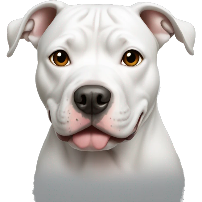 Pitbull mostly white with grey around eyes emoji