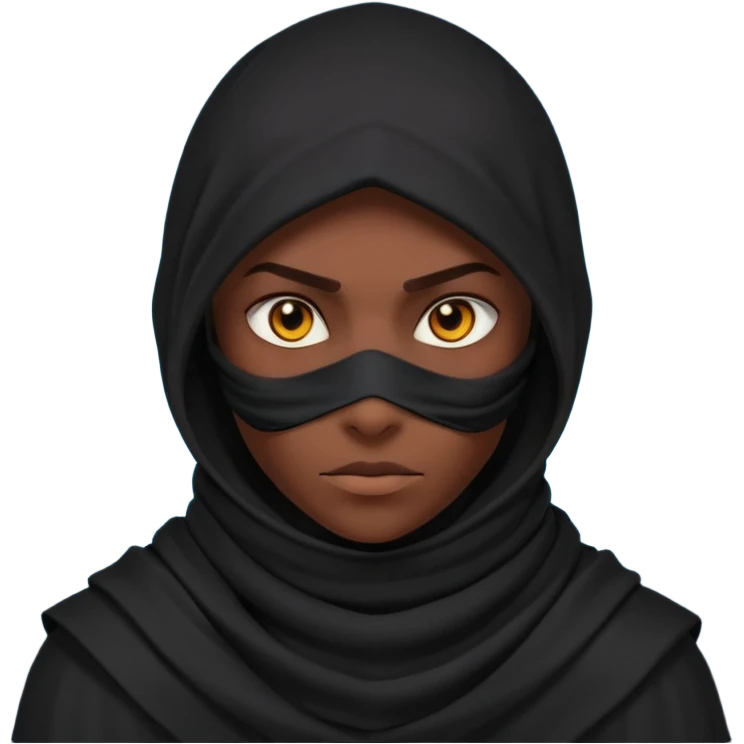 desert assassin portrait, head and shoulders only, dark hood, face scarf, mysterious glowing eyes, stealth vibe, 3D cartoon, mobile game icon style, clean background, no text, no watermark
 emoji