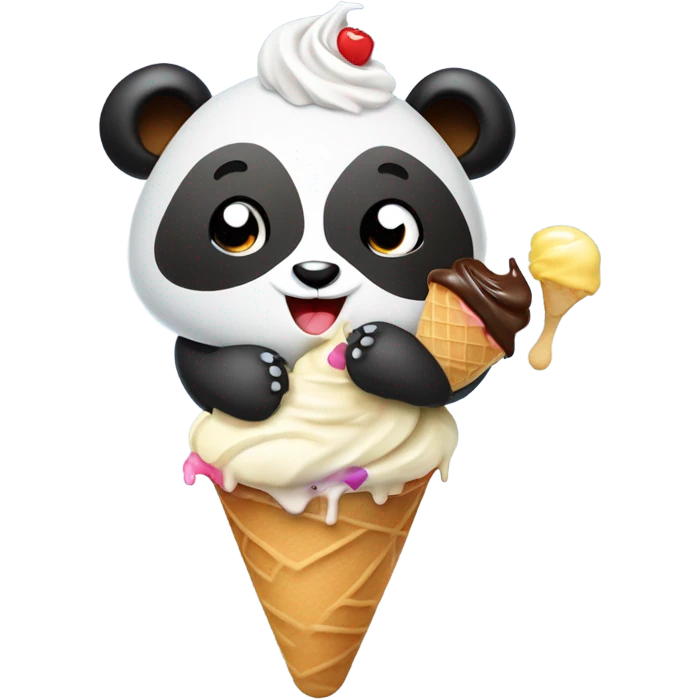 Panda eating ice cream emoji