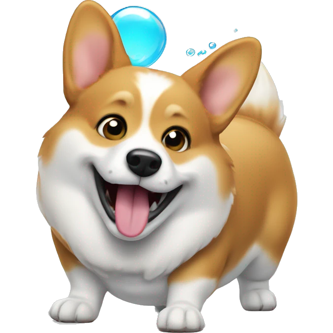 embrassed corgi farting and fart bubble is seen emoji