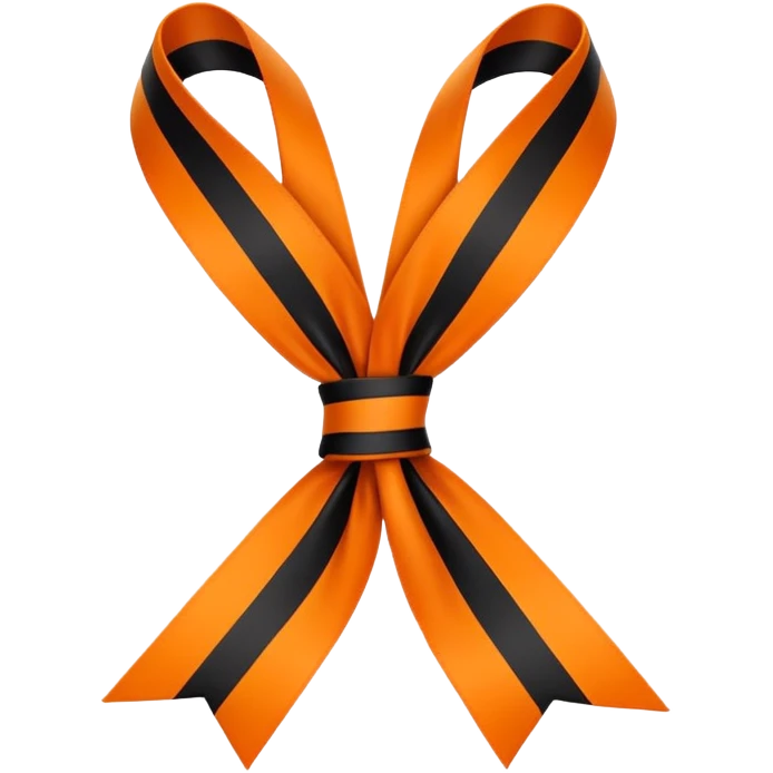 George ribbon tied in a loop with orange and black stripes, simple style emoji