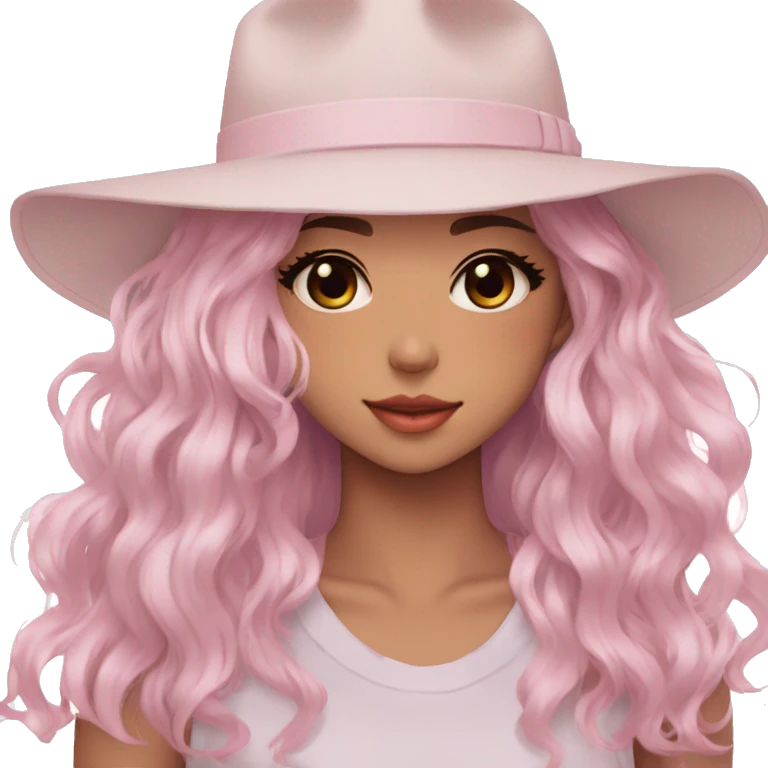 Gorgeous pastel anime girl with blushing face and hair garnitures and pretty hair and a fedora aesthetic trending style emoji