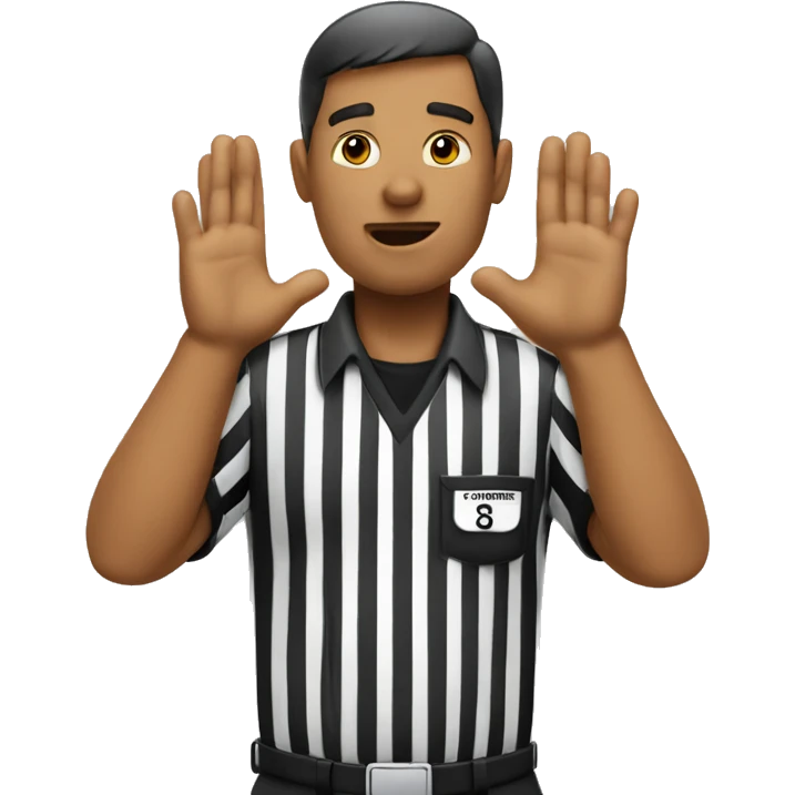 Referee calling timeout with hands emoji