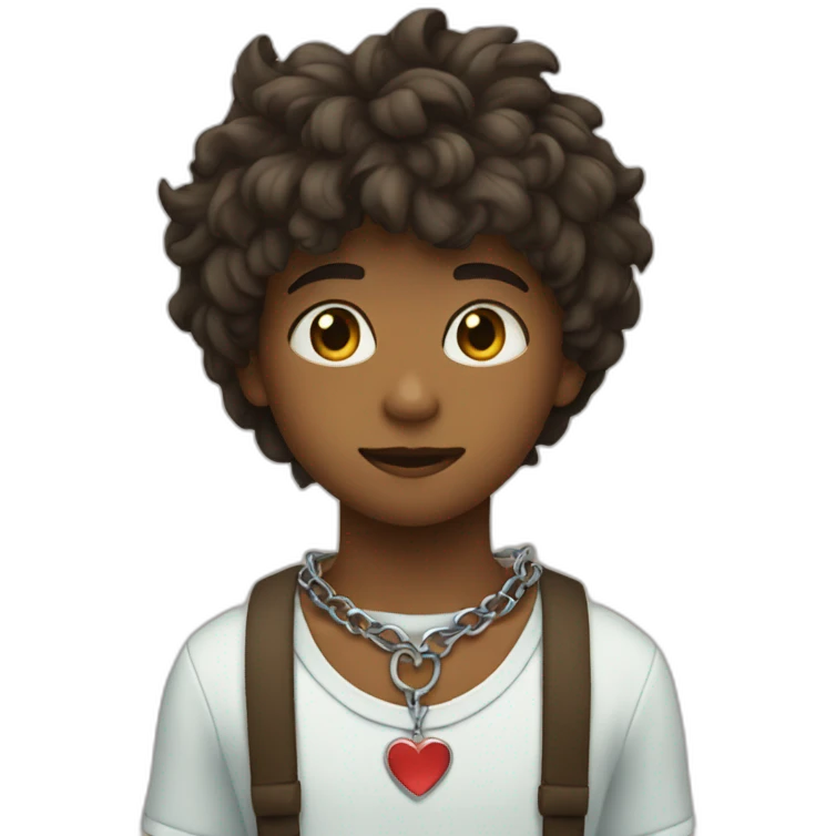 Boy with cat heart and a cute choker with an iron hearth on it emoji