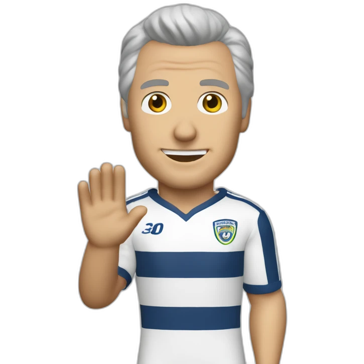 Franz Beckenbauer in football kit waving emoji