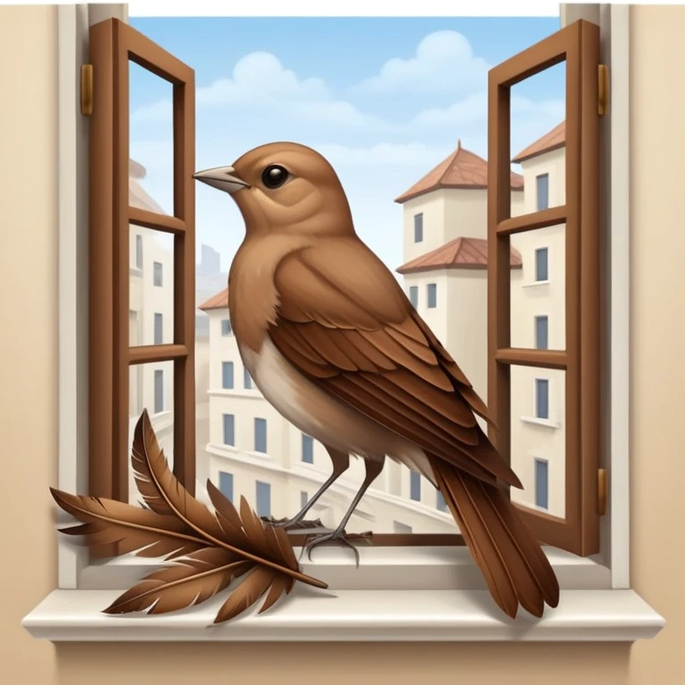 nightingale on open window sill emoji