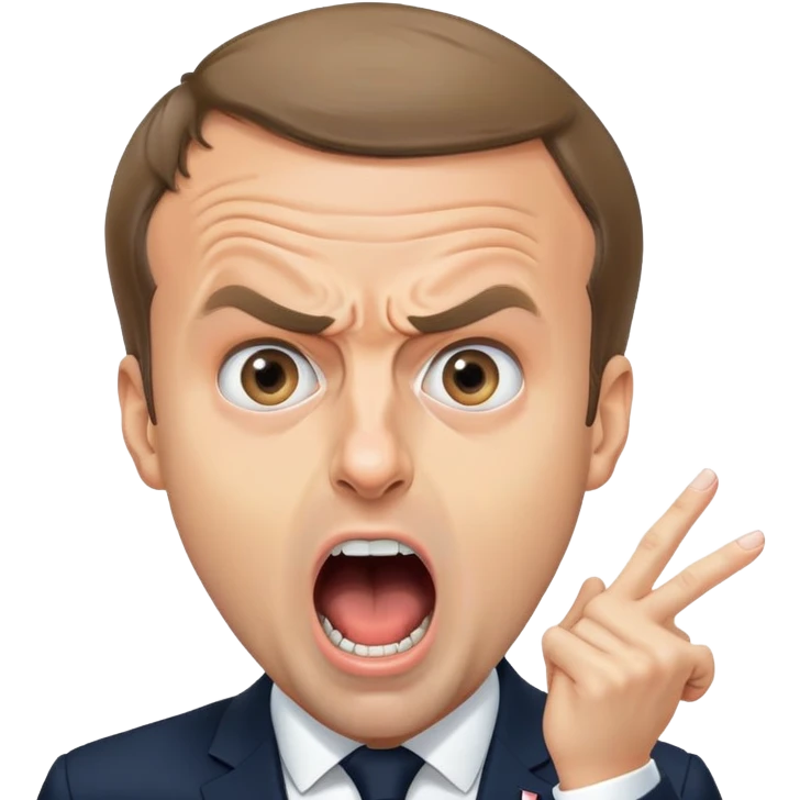 Emmanuel Macron screams in panic 4k picture emoji