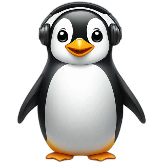 penguin with headphones emoji