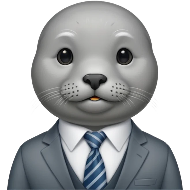 long mustached seal with tie emoji