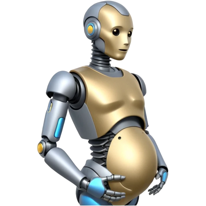 Pregnant male robot. Profile view. Facing left. emoji