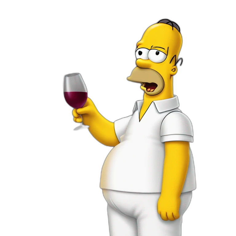 Homer Simpson buvant une bouteille de vin emoji