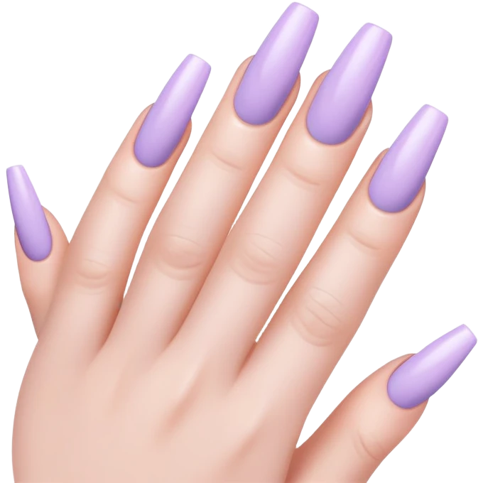 lilac pastel manicure with long nails emoji