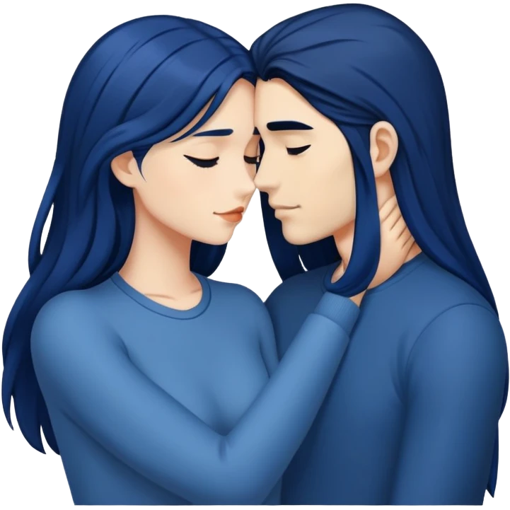 {{{intimate}}}moment between lovers, {{long}} dark blue hair emoji