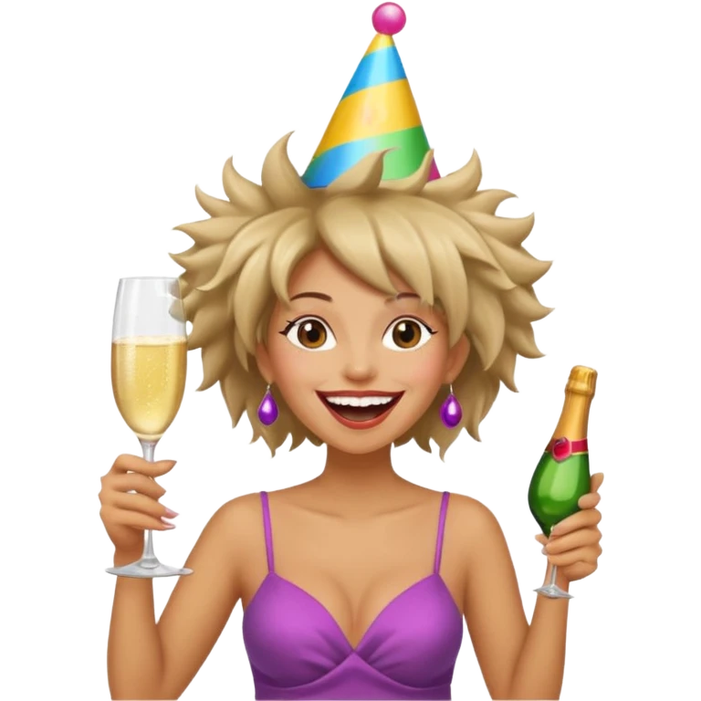 Funny, fast-talking, a little unpredictable. Life of the party vibes. woman with crazy hair
more dinamic emoji  emoji