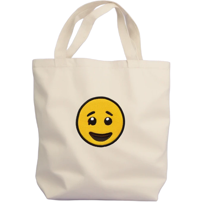 Canvas tote bag with an embroidered “S”  emoji