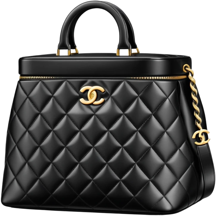 a Chanel cosmetic tote bag that opens and closes upward emoji