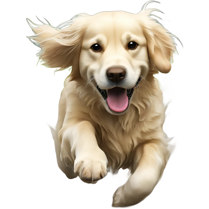 English cream golden retriever splashing in muddy puddle emoji