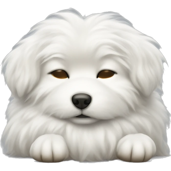 Fluffy white dog sleeping  emoji