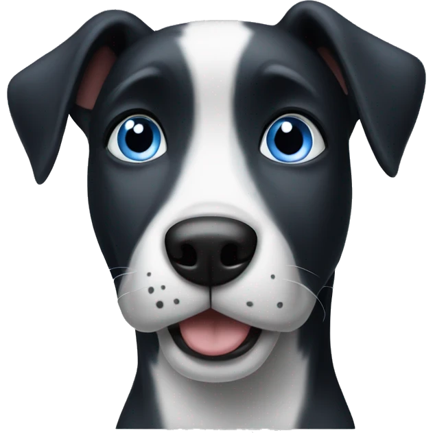 Black and white dog blue eyes emoji