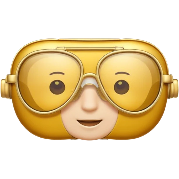 A 3D cartoon golden-yellow aviator spectacle, metallic frame with clear lenses, gentle highlights, Memoji-style. emoji