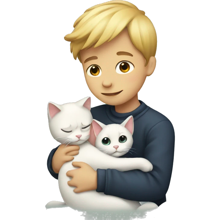 kid hugging cat emoji