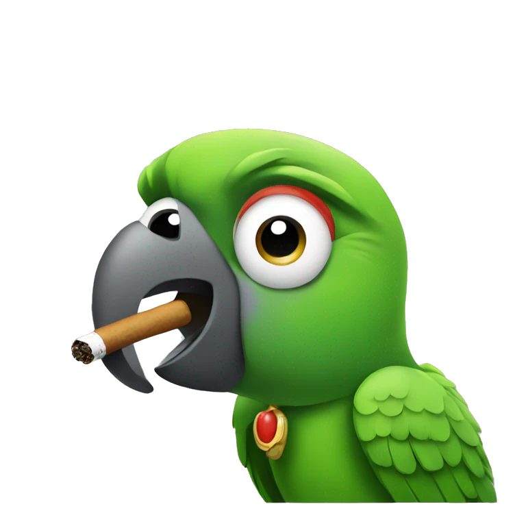 Green parrot smoking  emoji