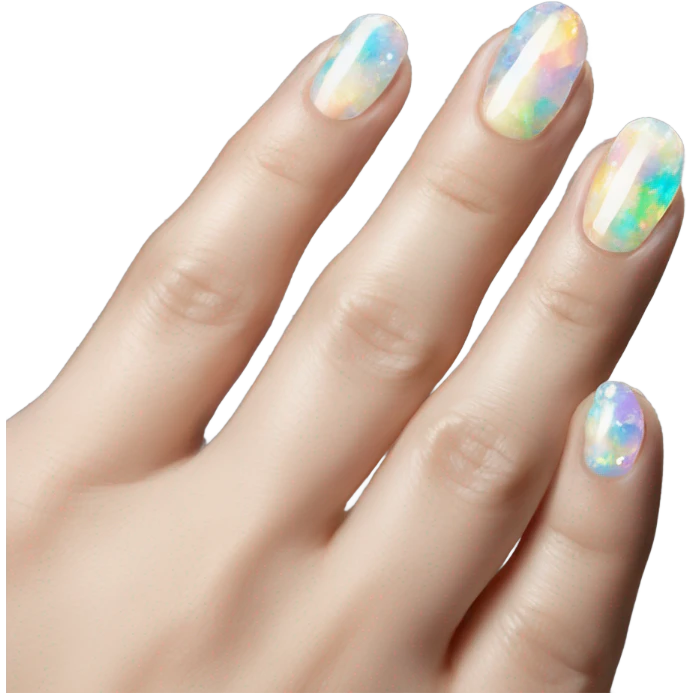 opal crystal painted nails emoji