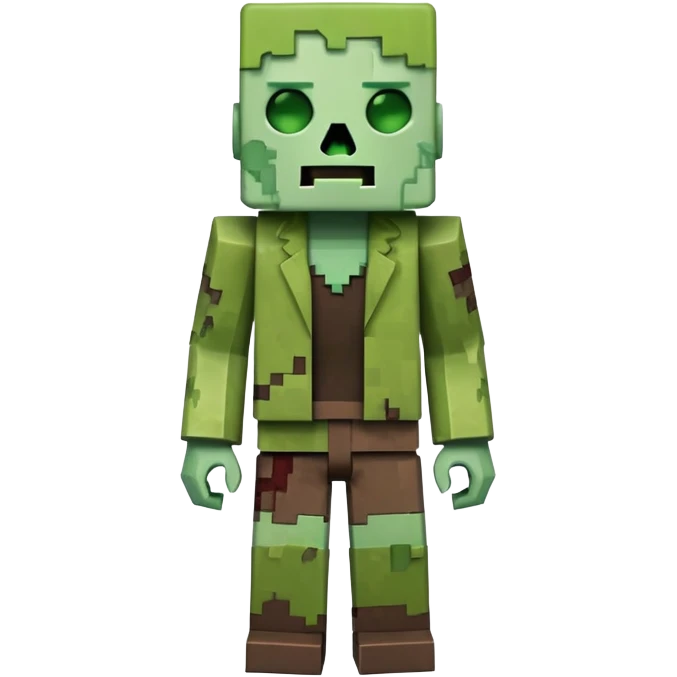 Minecraft Zombie full body, green blocky undead character emoji