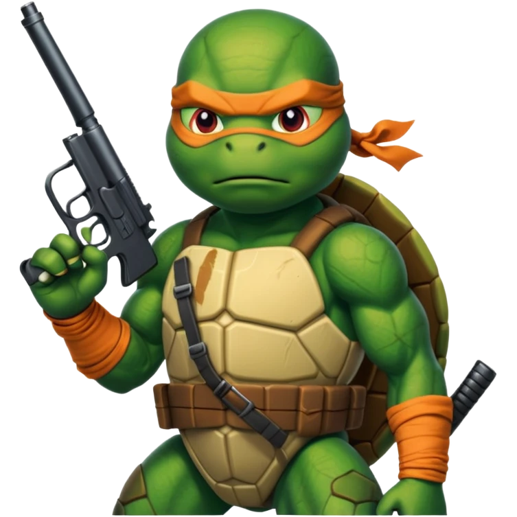 Ninja turtle with a gun emoji